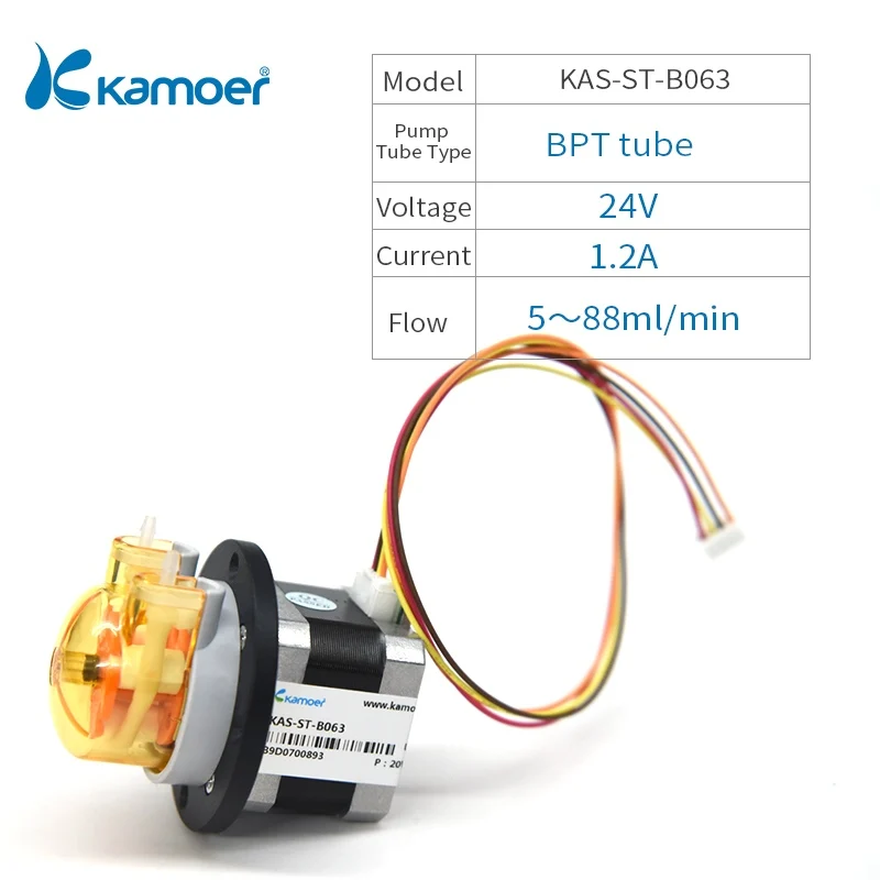 KAS-ST-B063 Kamoer марки KAS 12/24V мини перистальтический насос с шаговый двигатель и силиконовая трубка/BPT трубки - Напряжение: KAS-ST-B063