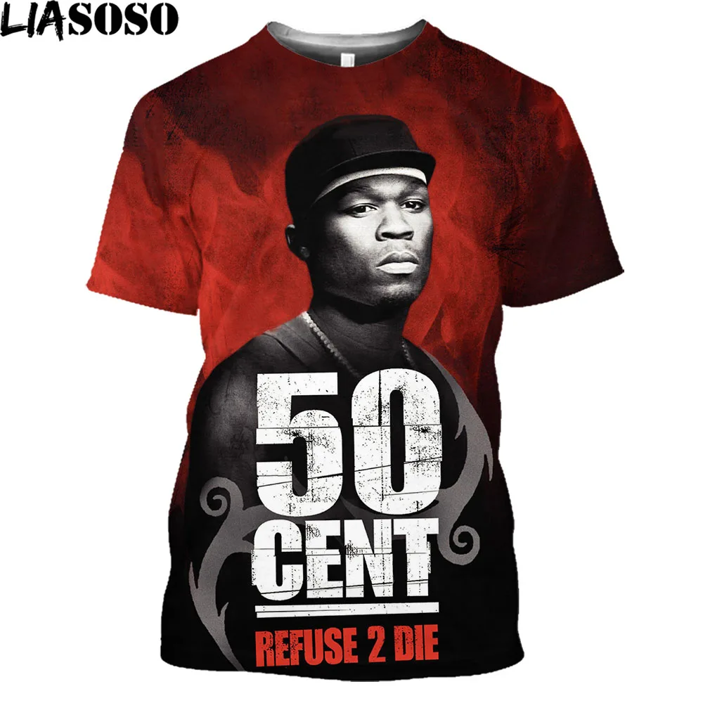 

LIASOSO Vintage 50 Cent T Shirt 3D Print Streetwear Men Women Get Rich Or Die Tryin Harajuku Shirt Rock Rapper Plus Size Top Tee