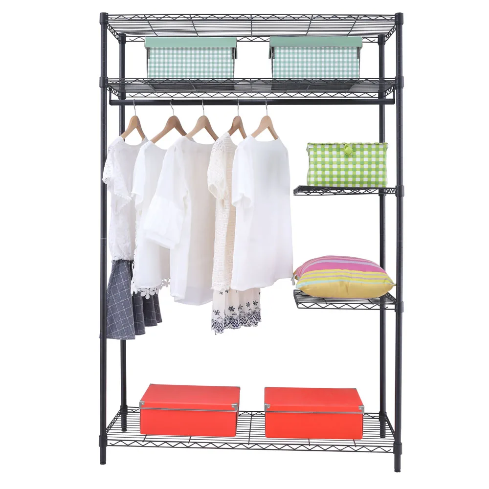 

Heavy-Duty Wire Shelving Garment Rack 3 Large and 2 Small Shelves 120x45xH180CM for All Clothes Accessories Bedding Lining Shoes
