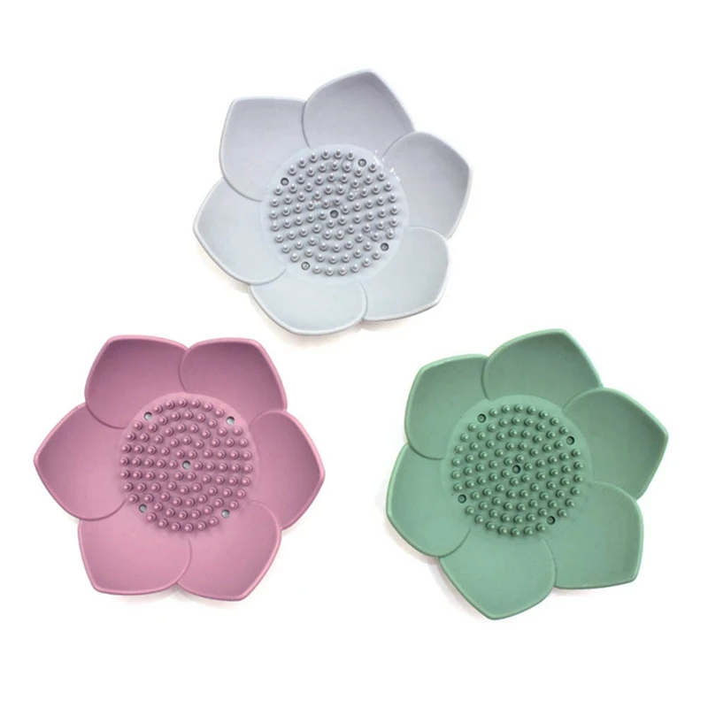 

Гибкая силиконовая коробочка для мыла для душа, подставка для мыльницы, держатель для мыла в виде цветка лотоса