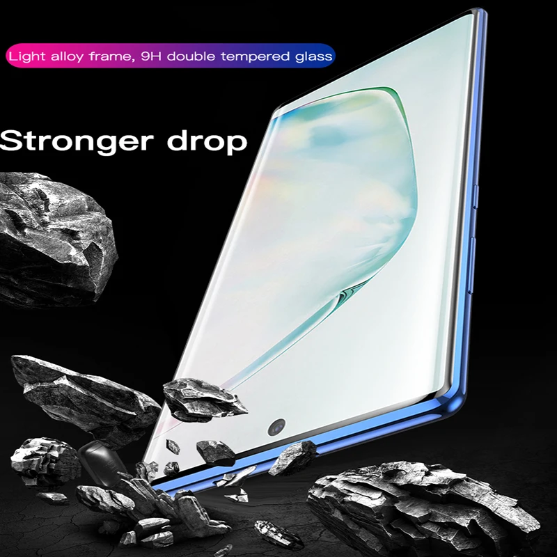 Магнитный металлический стеклянный чехол для телефона samsung Galaxy Note 10, 9, 8, S10, E, 5G, S9, S8 Plus, защитный чехол на магните