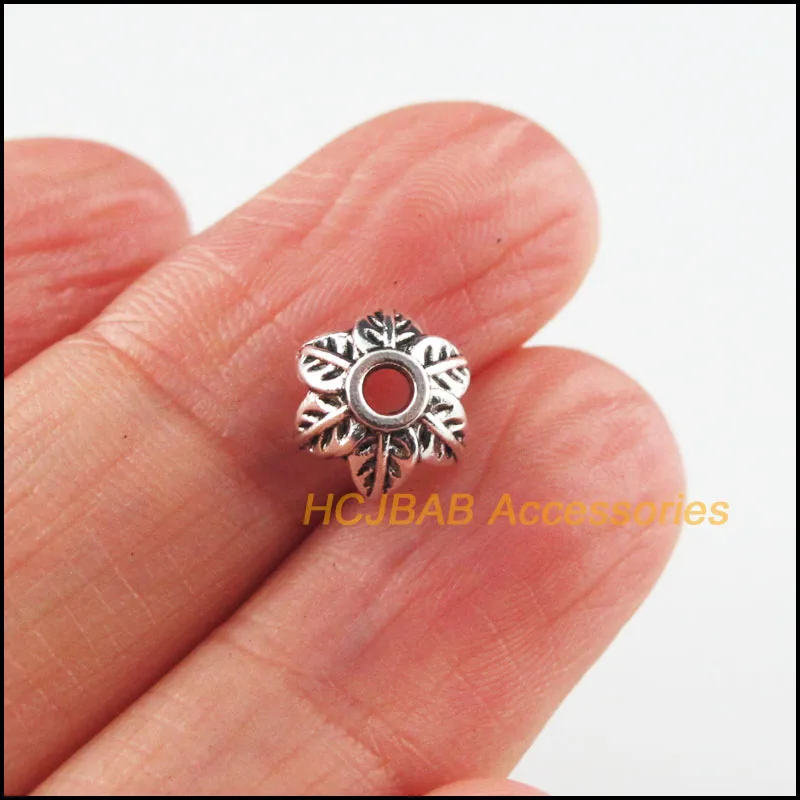 

70 New Plant Spacer Tibetan Silver Color Leaf Connectors End Beads 9mm