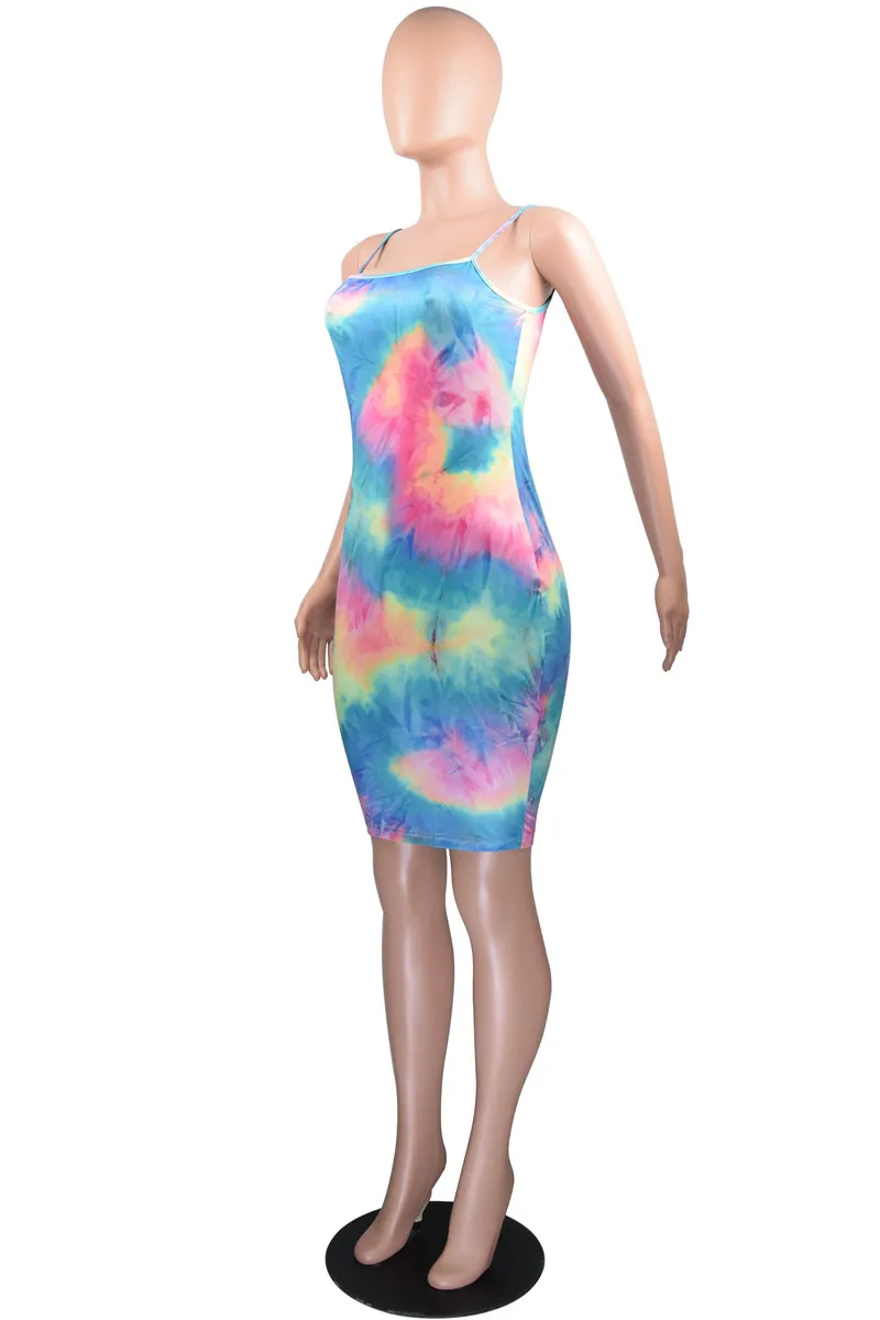 

Hot Sexy Women Colorful Print Dress Clubwear Sleeveless Strap Bodycon Summer Dress 2020 New Party Cotton Short Mini Pencil Dress
