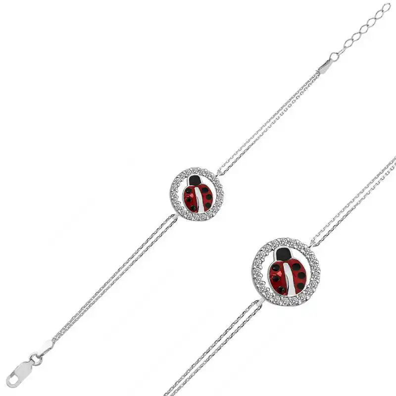

Серебряный женский браслет Silverlina с божьей коровкой