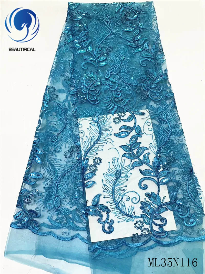 

BEAUTIFICAL tulle lace bridal fabric 5 yards nigerian wedding french net lace fabrics 2019 sewing tulle tissu ML35N116