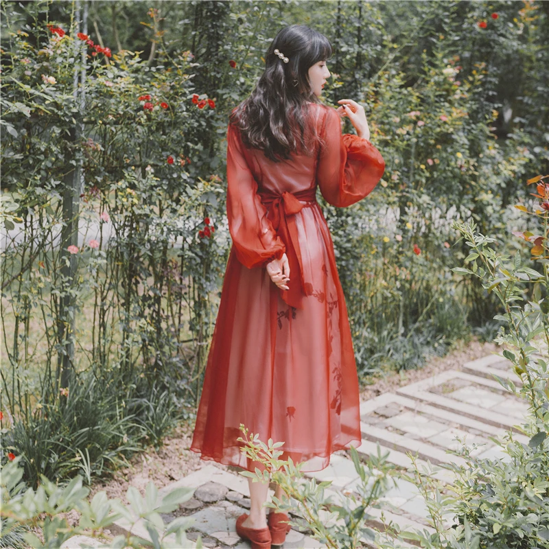 YOSIMI 2019 в винтажном стиле Сезон лето комплект одежды из двух предметов платье на