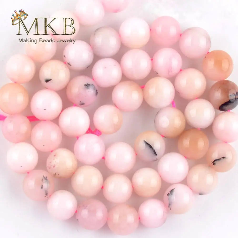 Natural Stone Pink White Jaspers Round Beads For Jewelry Making Spacer Loose 4/6/8/10mm Diy Bracelet Jewellery 15inches |