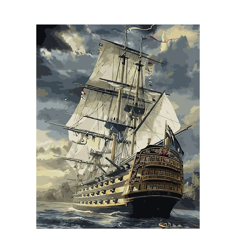 

SELILALI DIY Painting By Numbers A Sailing Ship At Sea Landscape Handpainted Oil Painting Home Wall Art Canvas Painting Art