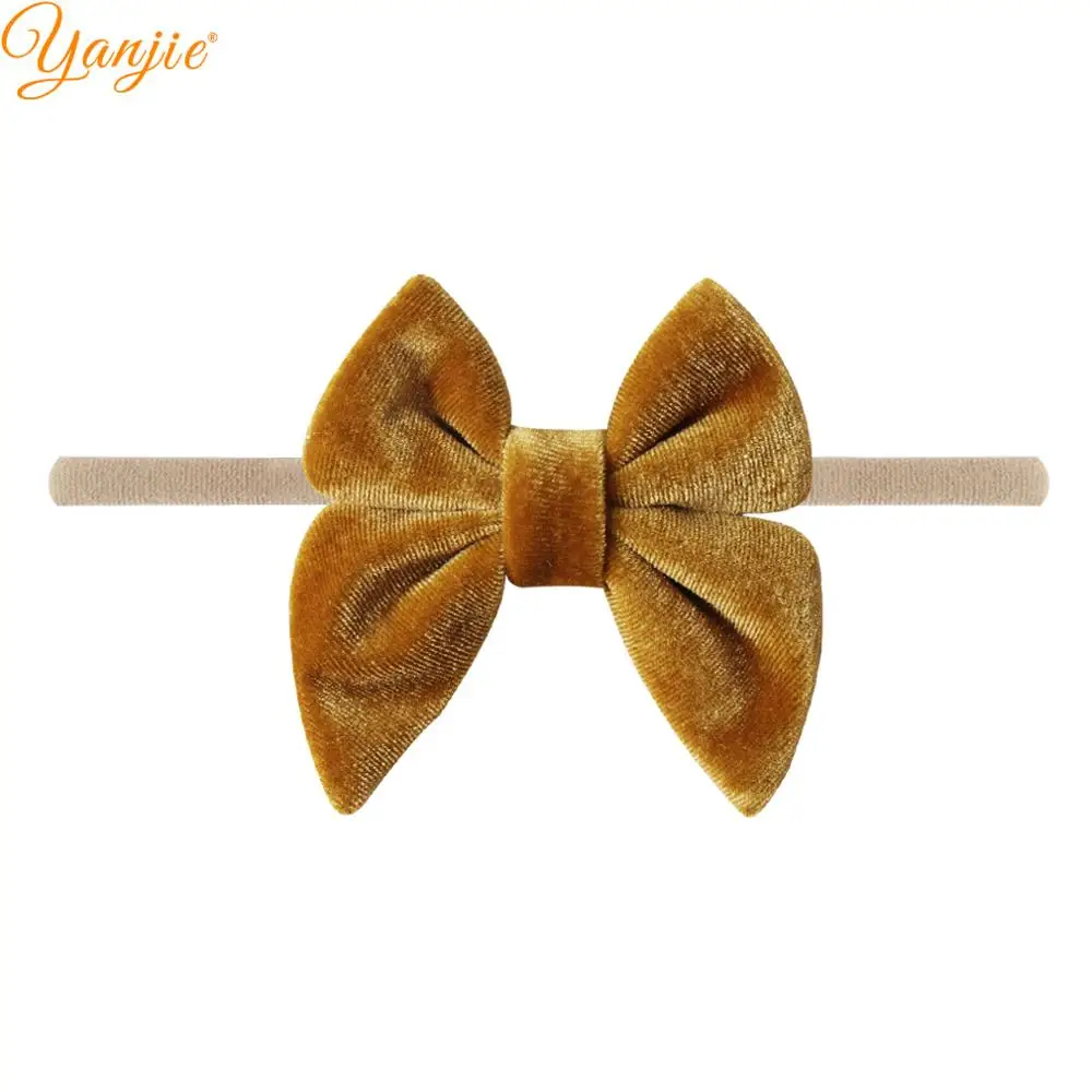 ginger 10 шт./лот, модные милые бархатные матросские волосы с бантом, эластичная нейлоновая повязка на голову, резинок для волос, аксессуары для волос для девочек, головные уборы - Цвет: ginger