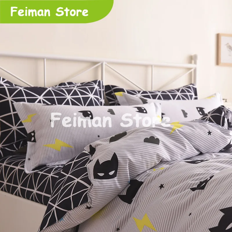 Бэтмен Маска принт постельных принадлежностей мультфильм стиль белый цвет дети