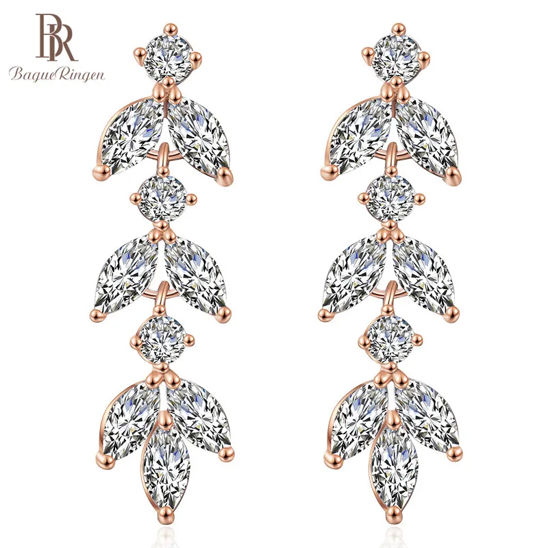 Женские длинные серьги капельки Bague Ringen ювелирное изделие из серебра 925 пробы с