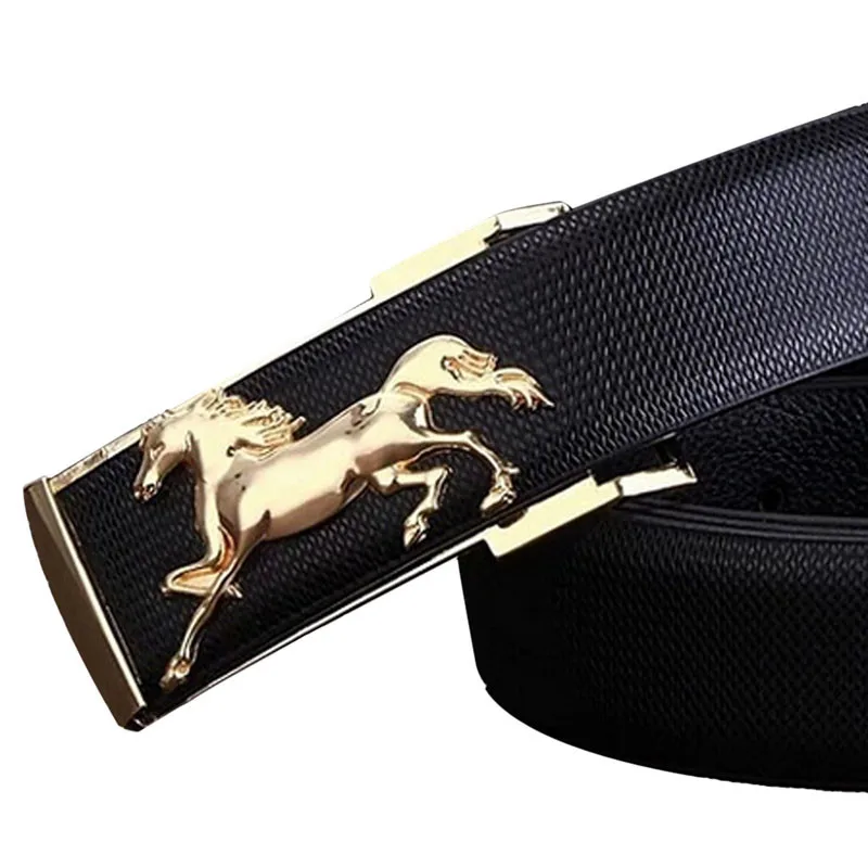 

Gold Horse Leisure Leather Belts Strap Business Men's Belt Metal Buckles Belt ceinture homme Casual Ceinture belt men decoration