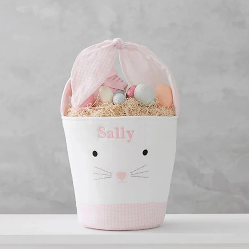 

Easter Cute Cartoon Bunny Bucket Bow Children Candy Gift Basket Easter Eggs Hunt Basket DSD666