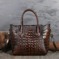 womens luxury bag genuine leather handbags crocodile pattern shoulder bags european american retro style big crossbody tote
