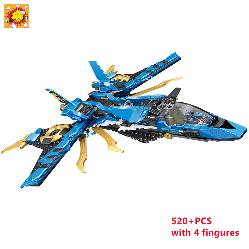 

520PCS Ninja Storm Fighter Model Building Blocks Ninja Jie Warplane Knight Figures Toys For Friends Children