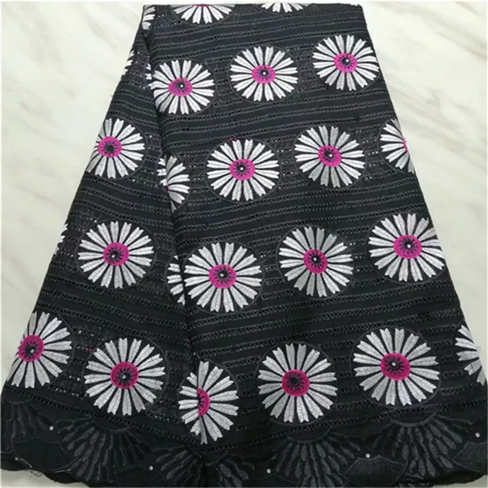 Горячая продажа черная швейцарская вуаль кружевная ткань высокого качества