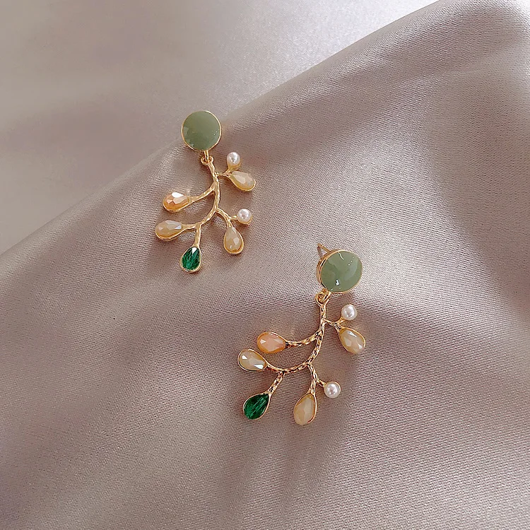 Женские классические серьги с кристаллами золотым деревом ювелирные изделия в