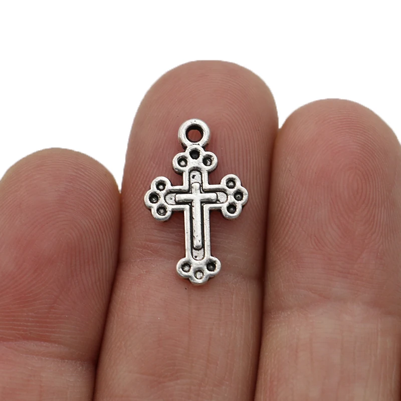 

10 шт. посеребренные Подвески-кресты в античном стиле для изготовления ювелирных изделий, ожерелья, аксессуары «сделай сам» 20x12 мм