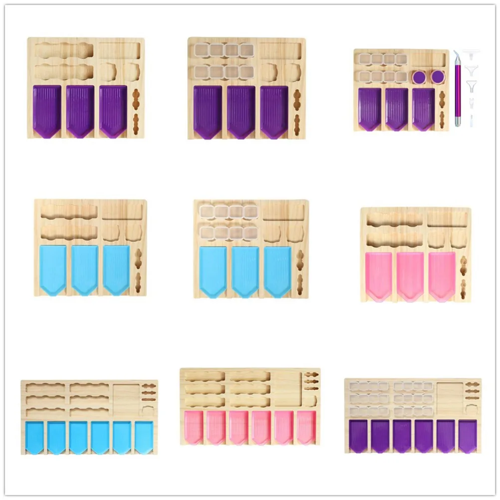 

Diamond painting tool tray multifunctional solid wood storage tray new diamond tray combination set DIY manual storage rack