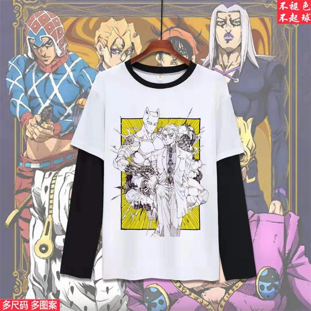 Японское аниме Необычные Приключения Лоскутная футболка с длинным рукавом Harajuku