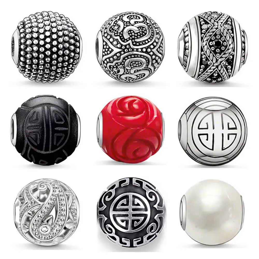 

OM Flowers Rose Long Life Beads Charms 925 Sterling Silver DIY Jewelry Accessories Fit Bracelet Bangles Necklace Gift Women Men