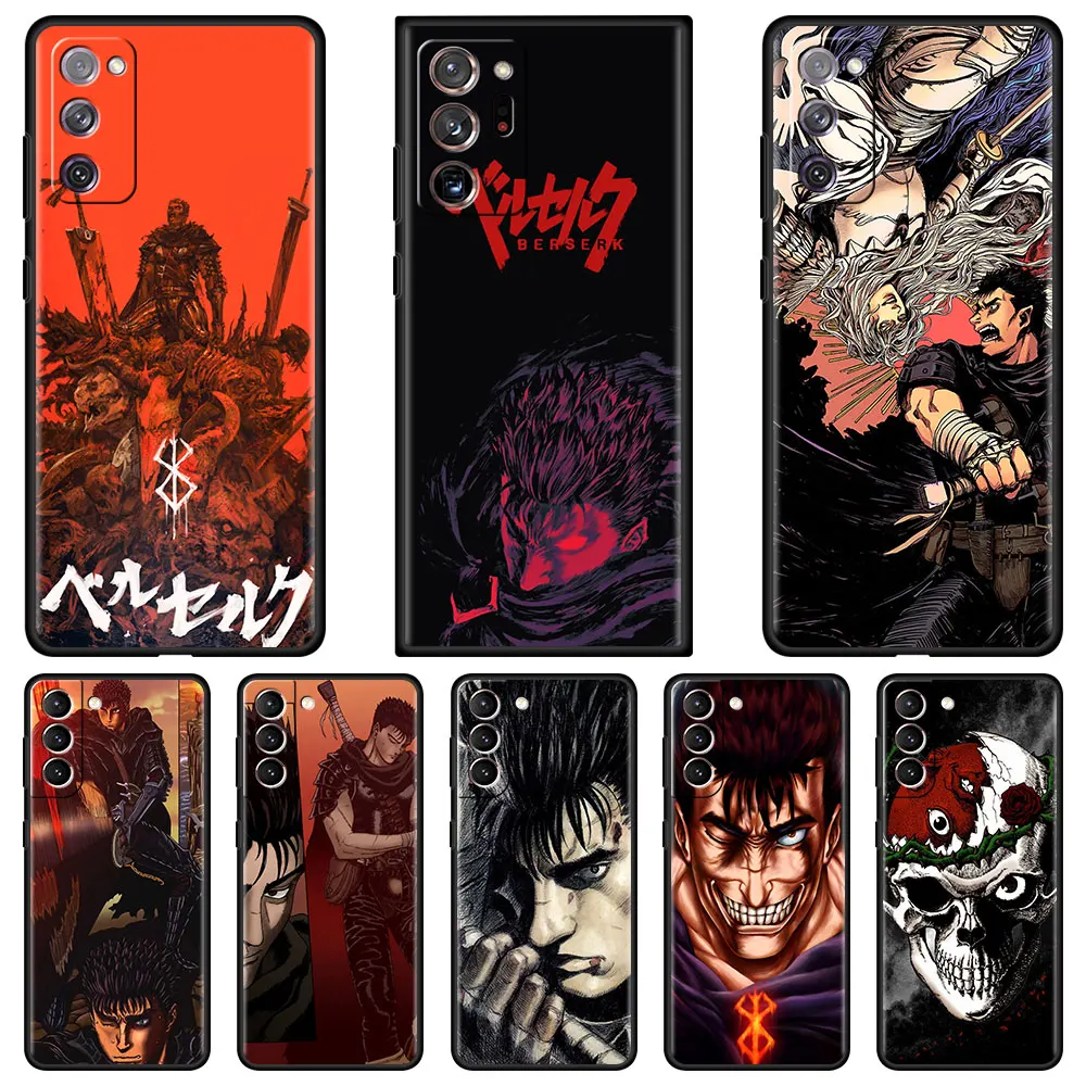 

Shockproof Case for Samsung Galaxy S20 FE S21 Ultra S10 S10e S9 S8 Plus S7 Edge Soft Capa Anime Berserk Guts Cute Phone Cover