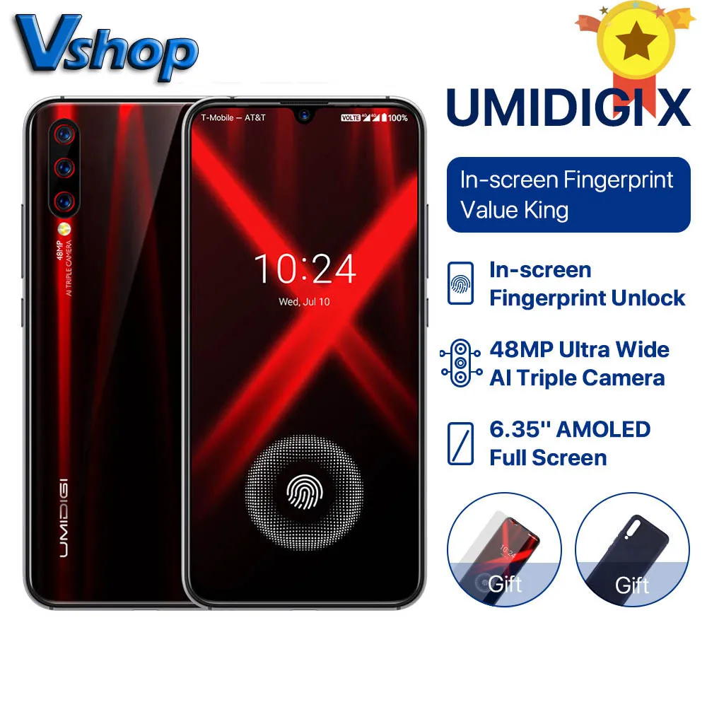 UMIDIGI X глобальная версия в экране отпечатков пальцев 6,3" AMOLED 48MP Тройная задняя камера 128 ГБ NFC Helio P60 4150 мАч мобильный телефон