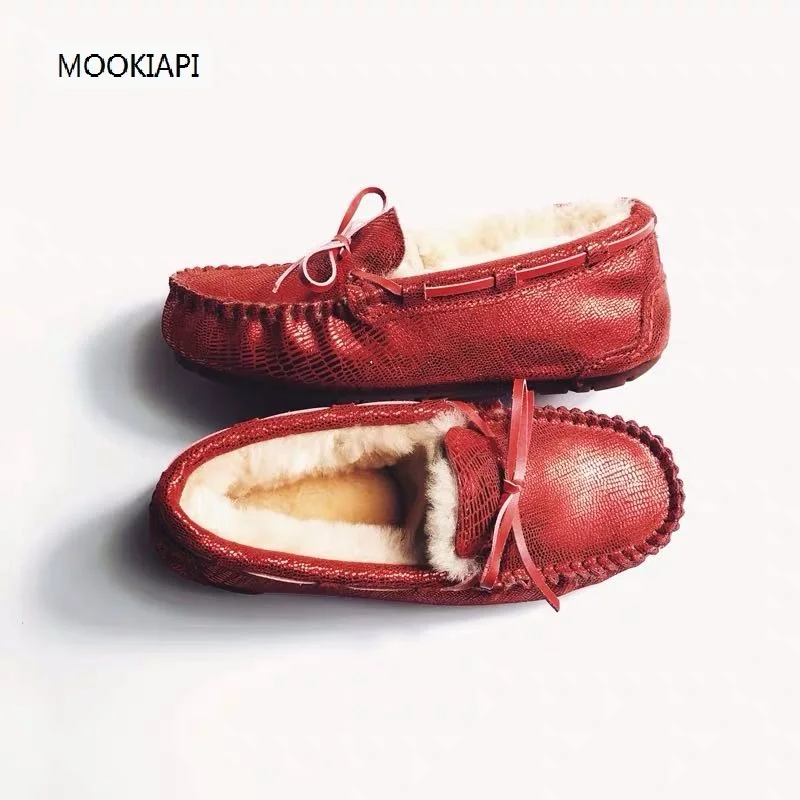 MOOKIAPI Chinese brand high quality women's shoes, 100%genuine leather,100% wool, classic loafers shoes, free delivery