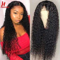 hairugo t part lace human hair wigs kinky curly wigs for black women brazilian non remy 4x4 lace closure wig with baby hair 150