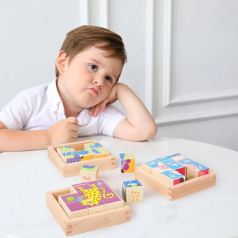

NEW Animal Blocks Movable Puzzle Huaisai Game Festival Gift Children Toys Wooden Painted 3D Three-dimensional Puzzle