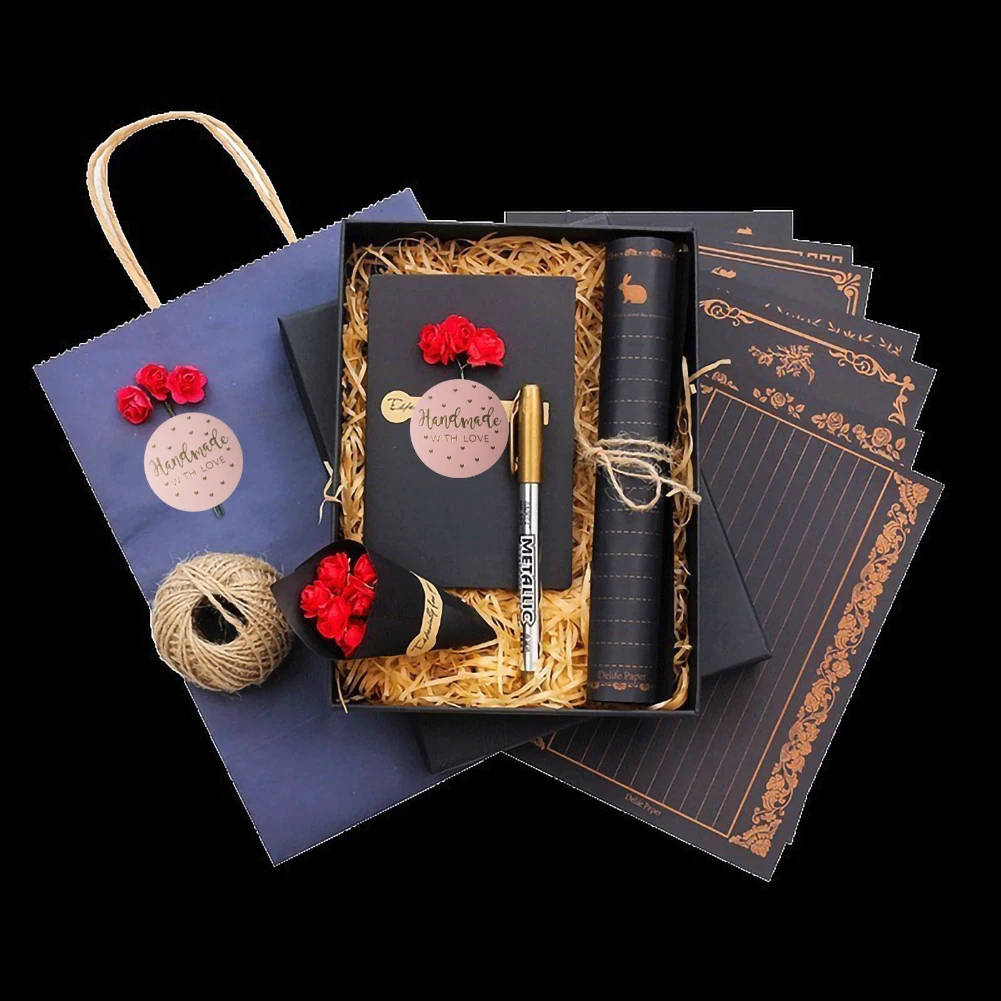 

500PCS Handmade with Love" Sticker for Envelope Sealing Labels Sticker Pink Gold Foil Sticker for Wedding Birthday Party Gifts