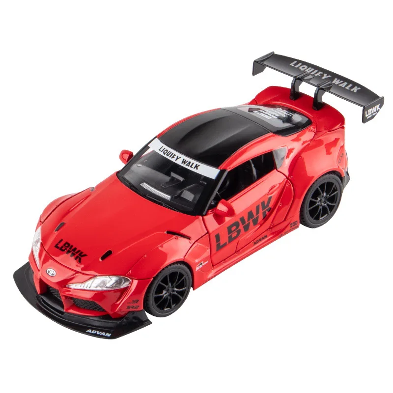 

Японская спортивная машина в масштабе 1:22, металлическая модель Toyota Supra, литый под давлением автомобиль, игрушки из сплава светильник светом и звуком, коллекция для мальчиков, подарки