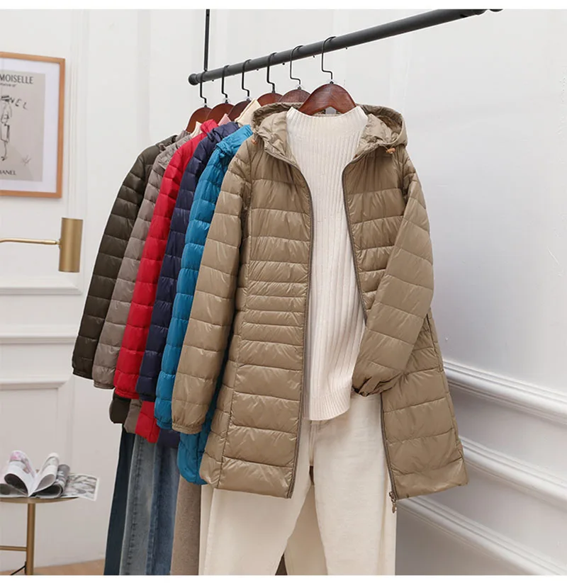 

Down Jacket Women Brand New Winter Warm Jackets Women's Long Light White Duck Down Jacket 5XL 6XL 7XL Ultra Light Hooded Coats