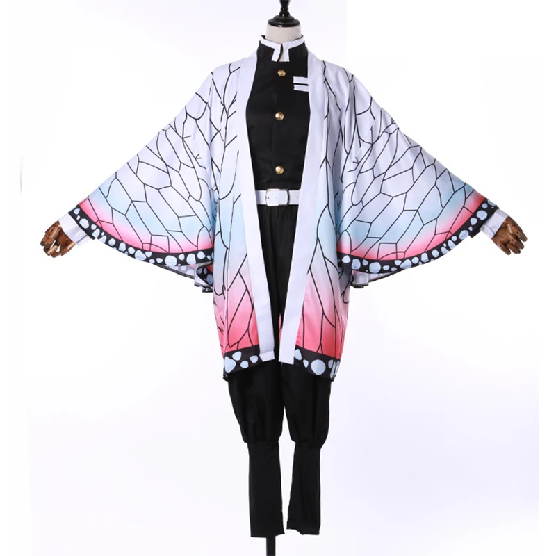 Костюм Косплея Кочоу Шинобу из аниме "Демон-убийца: Клинок рассекающий демонов" для Хаширы Корпуса Ниндзя с бабочкой на волосах, парик японского кимоно.