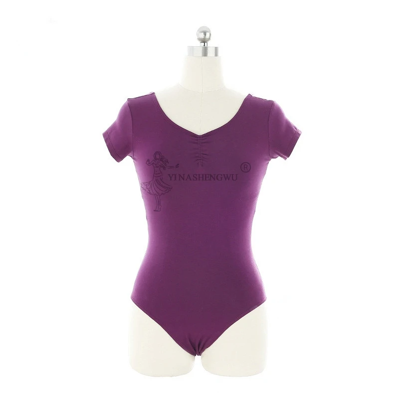 Women Ballet Leotard Dance Wear Adult Soft Cotton Short Sleeve Stretch Gymnastics Bodysuit Dress Dancewear | Тематическая одежда и