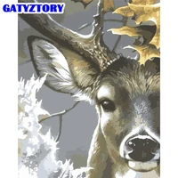 gatyztory painting by numbers sika deer animal picture paint on canvas living room decoration acrylic artcraft 40x50cm