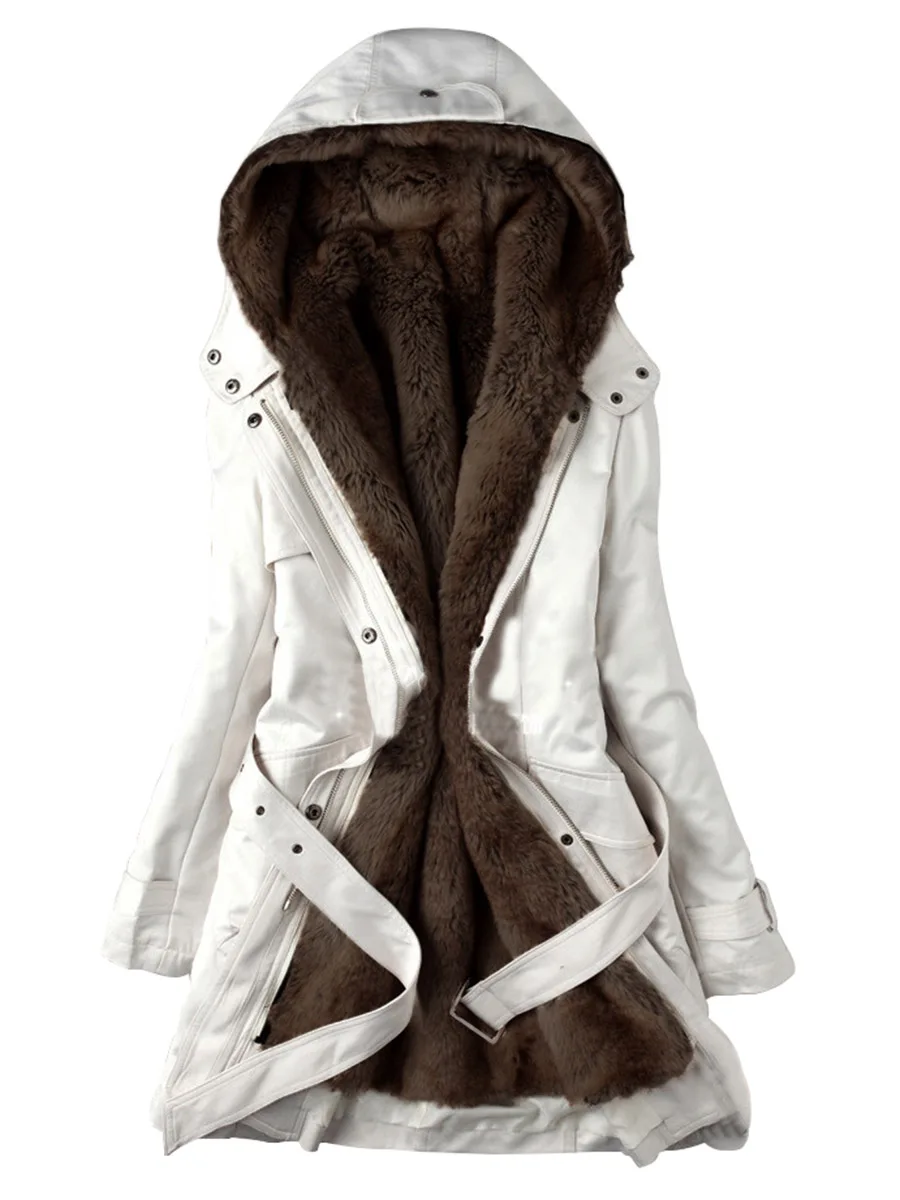 Женский пуховик зимнее пальто теплая парка размера плюс 3XL черный плотный флис