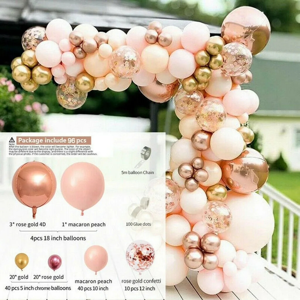 

96pcs Macaron Peach Rose Gold Balloon Arch Kit Garland Baby Shower Wedding Party Decor Birthday Marrige Gift