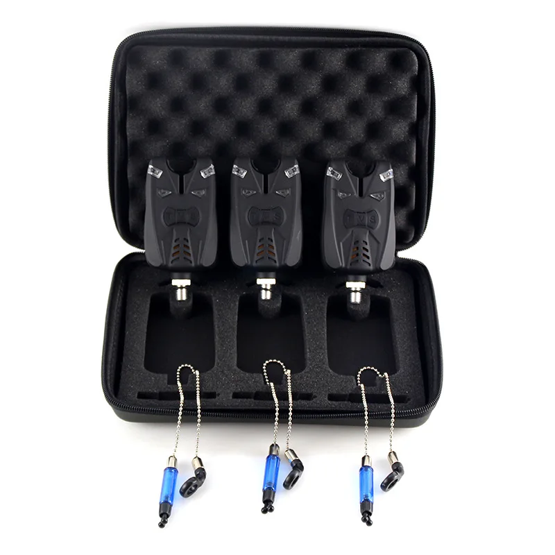 Светодиодный синий сигнализатор укуса для ловли карпа 3 шт. с коробкой на молнии |