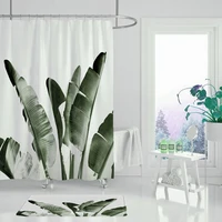 plant shower curtain black plant decoration shower curtain set bathroom decoration waterproof shower curtain