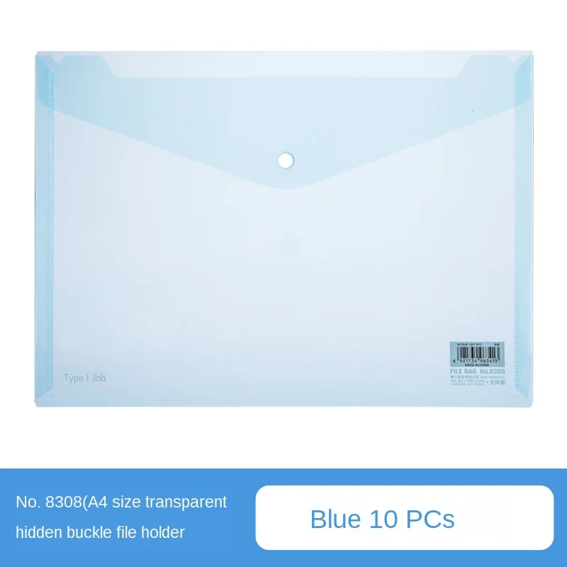 

Document Bag Transparent A4 Horizontal Bar Students Kit Storage Examination Paper Bag Dark Buckle 10PCS Stationery