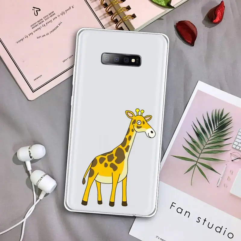 

Cute cartoon animal giraffe Phone Case Transparent For Samsung Galaxy S A 5 7 8 9 2015 20 edge plus 10 e lite 2019