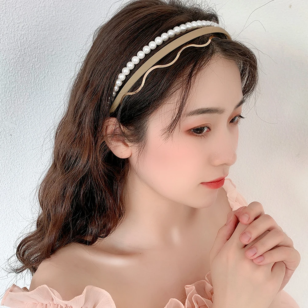 

2021 New Women Elegant Full Pearls Hairbands Sweet Headband Hair Bundle Lady Hair Hoops Fashion Accessories Ornament