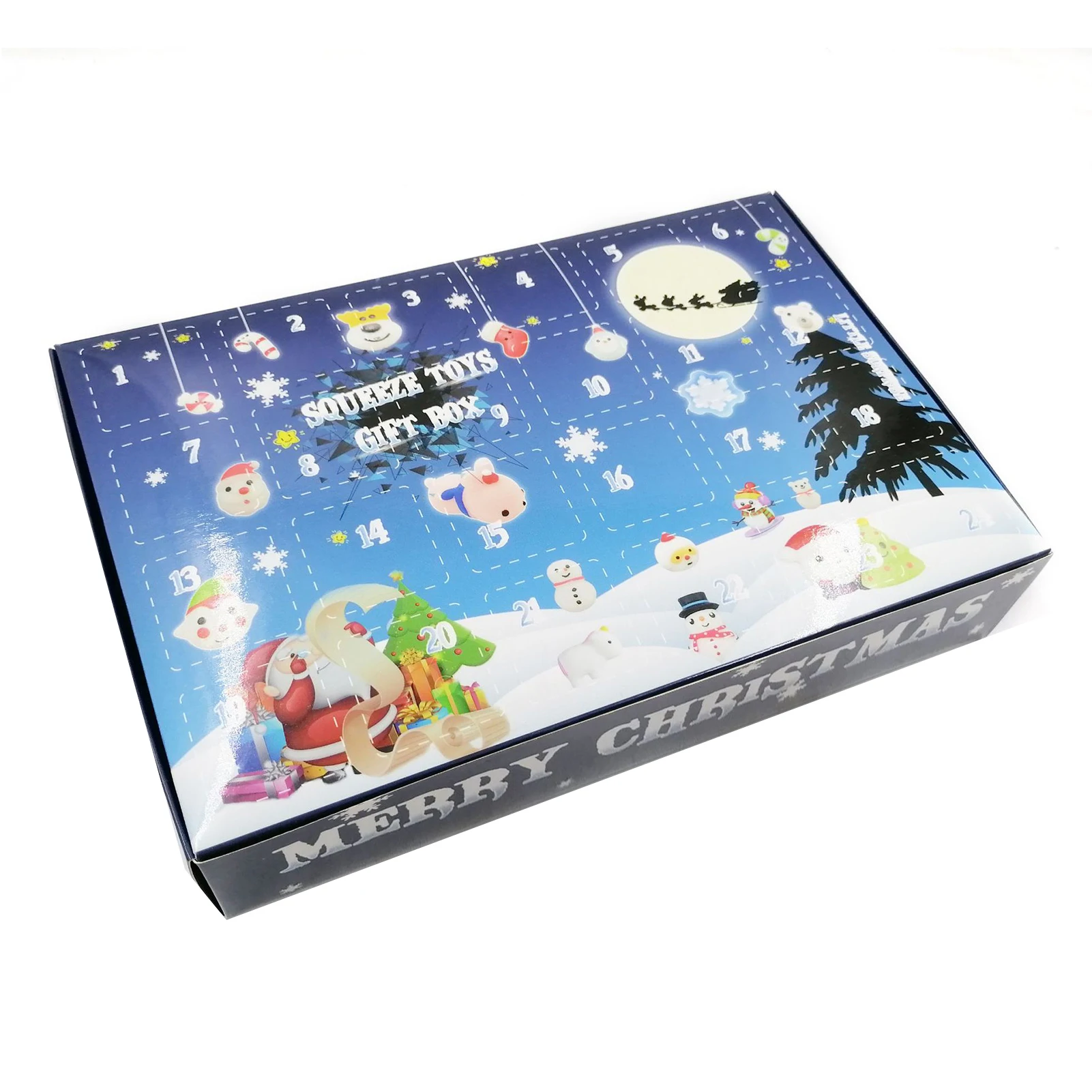 

24pcs/set Christmas Countdown Calendar Toy Christmas Advent Calendar Children Squeezing Toys Set New Year Gift Box