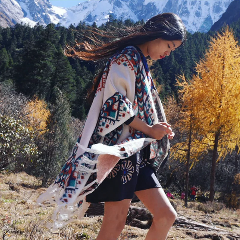 Женская винтажная Осенняя шаль в этническом стиле |