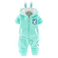 new spring autumn baby clothes for girls children fashion thick hooded jacket pants 2pcssets toddler warm costume kids clothing