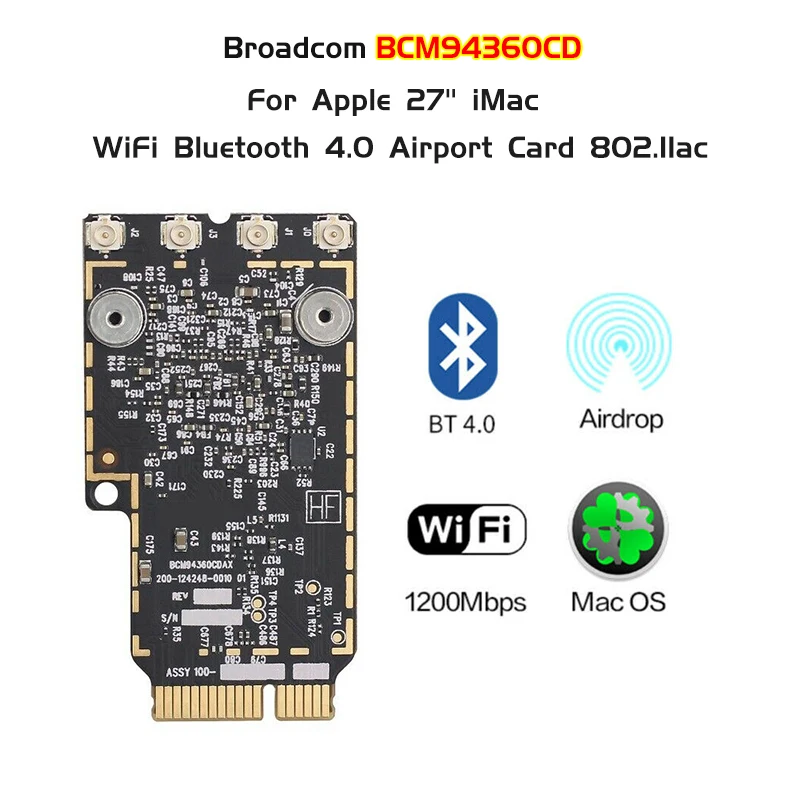 Wi Fi карта Broadcom BCM94360CD 802.11ac mini PCI E A1418 A1419 для аэропорта Bluetooth 4 0|wifi card|802.11ac pci-ebroadcom