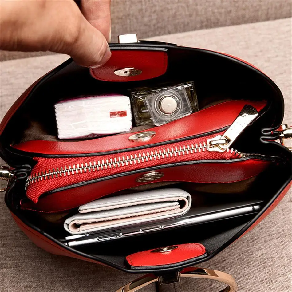 

Fashion Heart-shaped Handle Bucket Bag High Quality Leather Shoulder Bags for Women 2021 New Luxury Handbags Women Bags Designer