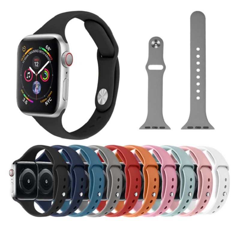 Женский ремешок для Apple Watch 5 40 мм 44 спортивный мягкий узкий силиконовый iWatch4/3 42/38