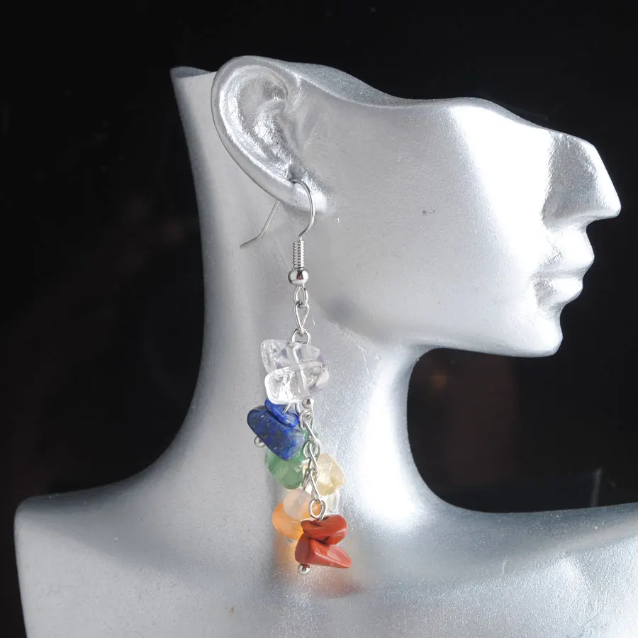 

WOJIAER Irregular Natural Stone 7 Chakra Drop Earrings for Women Chip Bead Dangle Earrings Jewelry Wedding PW9127